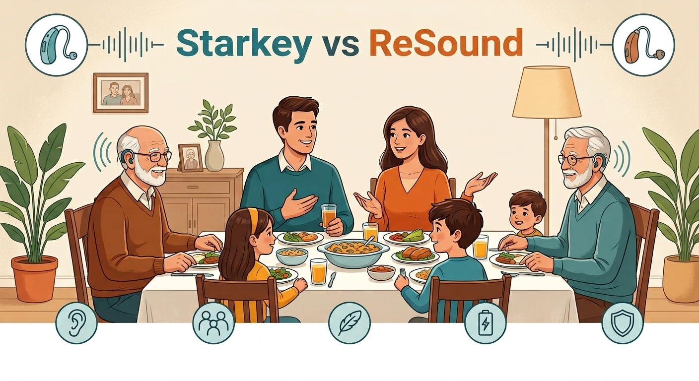 Starkey vs. ReSound: un análisis en profundidad de dos gigantes de los audífonos