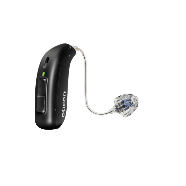 Audífono Oticon More, modelo miniRITE R, audífono para el oído izquierdo y derecho, negro, LED verde, altavoz 60, Open Bass Dome Audífonos con servicio ilimitado Auzen