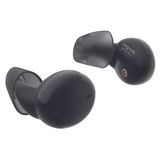 A pair of black aesthetic Signia Active Pro 7X hearing aids with a zoom on the product