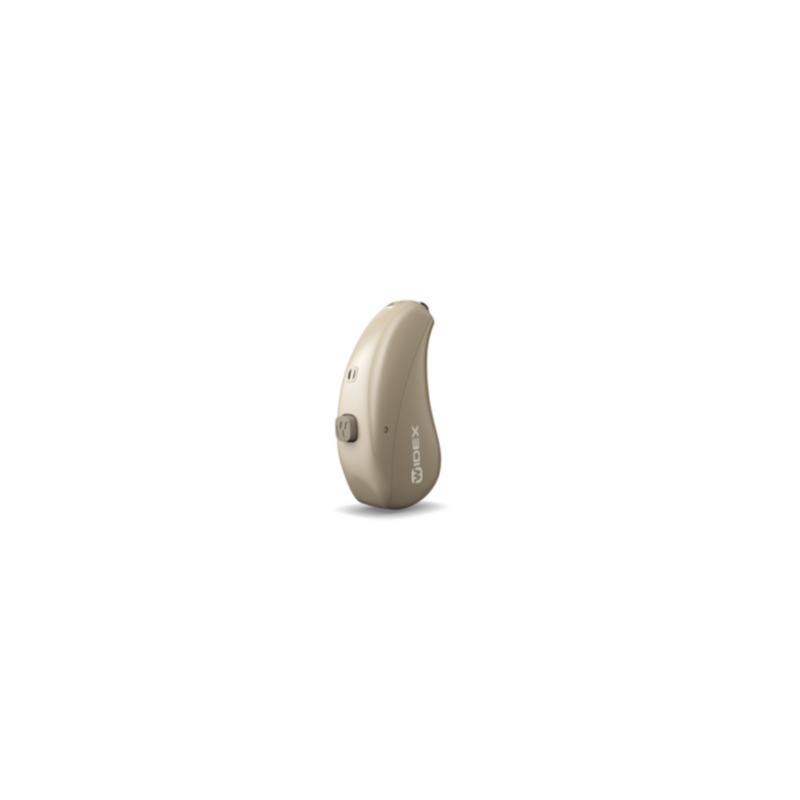 The hearing aid Widex Moment 220/440 in champagne by Auzen with premium audiology service online.